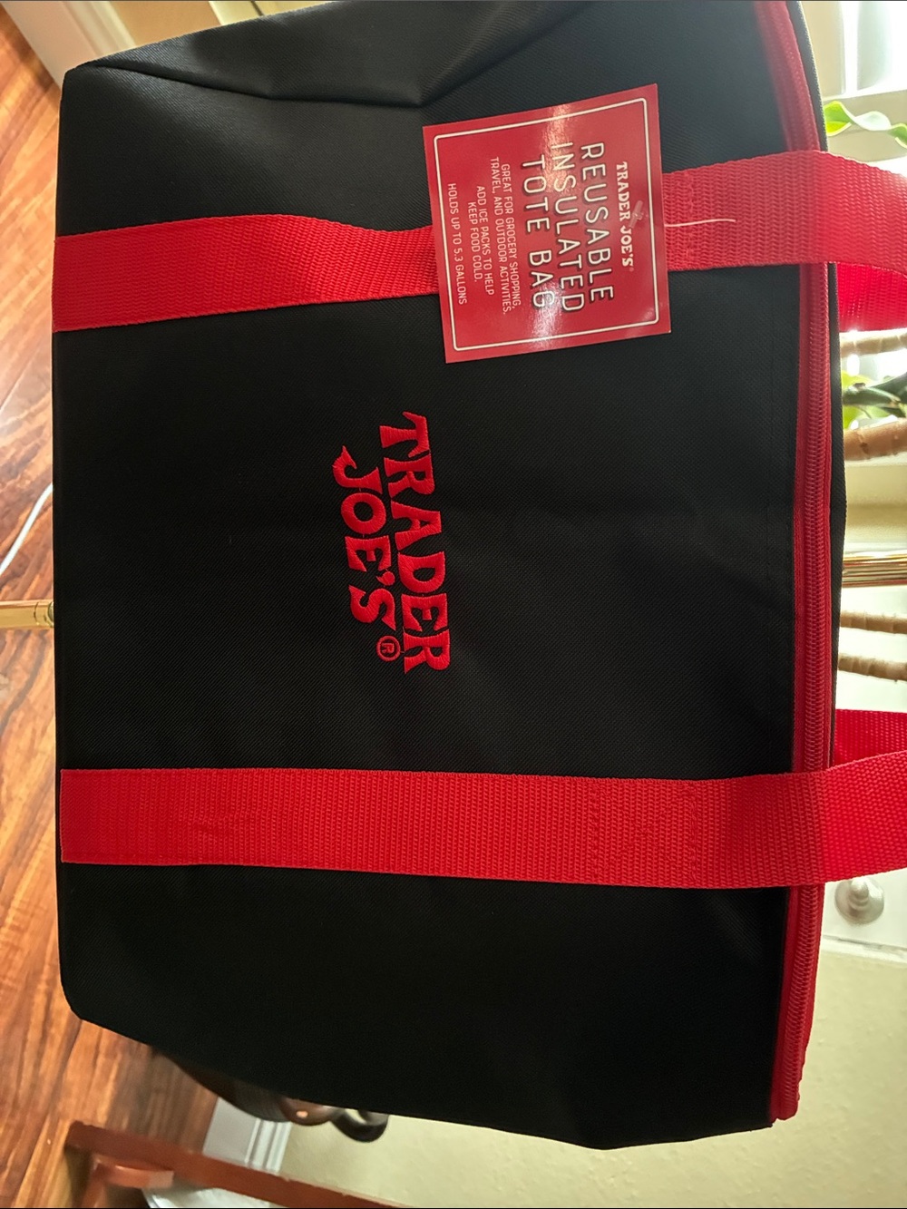 Trader Joe's Black and Red Insulated Tote Bag